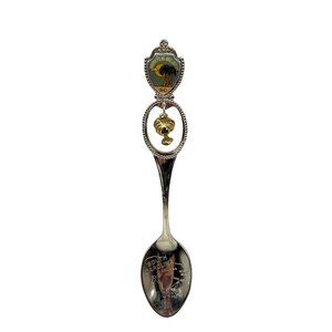 Myrtle Beach SC Souvenir Spoon With Palm Tree Charm & South Carolina Map Detail